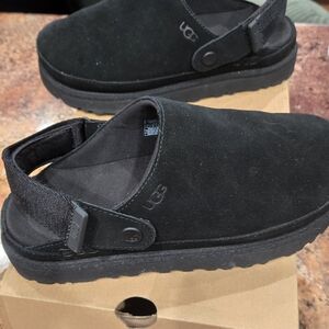 Nib UGG Goldenstar Clogs Black Suede Slip-On Shoes Womens Size 8